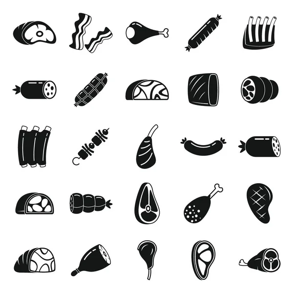 Conjunto de iconos de carne, estilo simple — Vector de stock