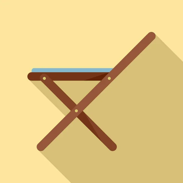 Icono de silla de madera plegable, estilo plano — Vector de stock