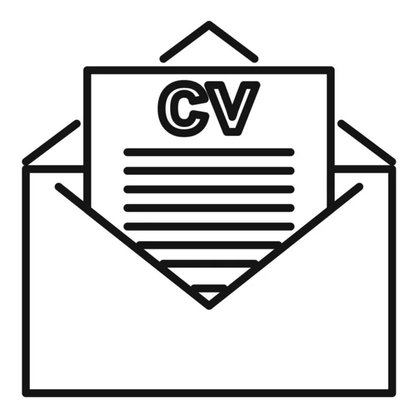 Headhunter icono de correo cv, estilo de esquema — Vector de stock