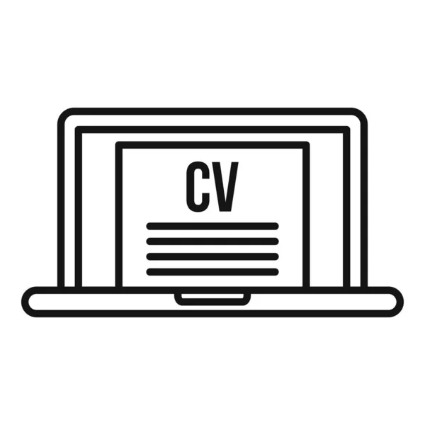 Icono de cv portátil en línea, estilo de esquema — Vector de stock