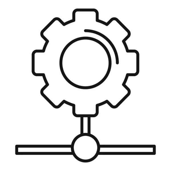 Gear network icon, outline style — Stock Vector