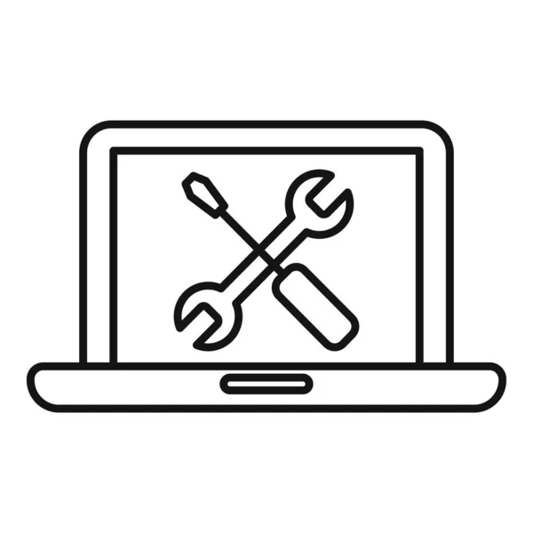 Ikona naprawy laptopów, w stylu zarysu — Wektor stockowy