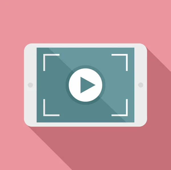 Icône d'enregistrement vidéo de tablette, style plat — Image vectorielle