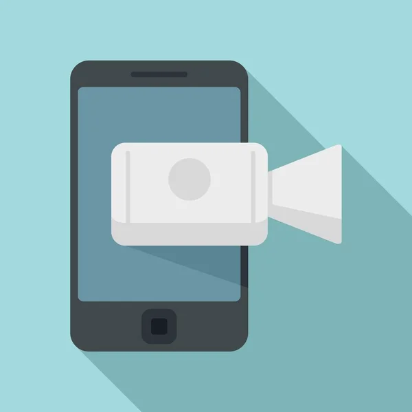 Grabación de vídeo icono del teléfono inteligente, estilo plano — Vector de stock
