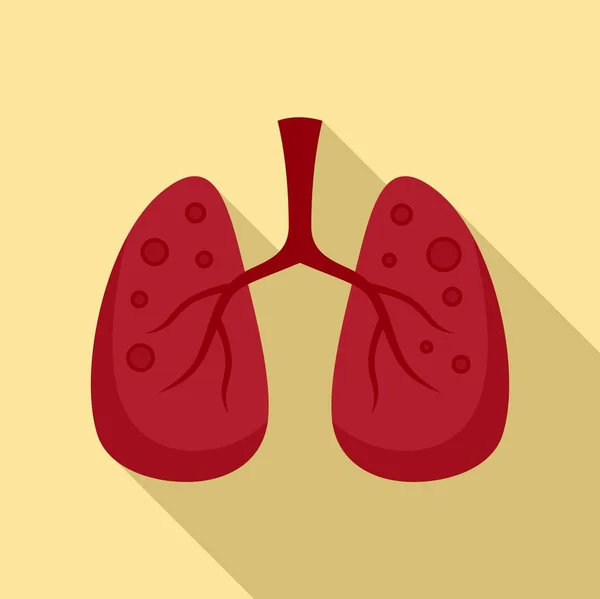 Pulmones icono del sarampión, estilo plano — Vector de stock