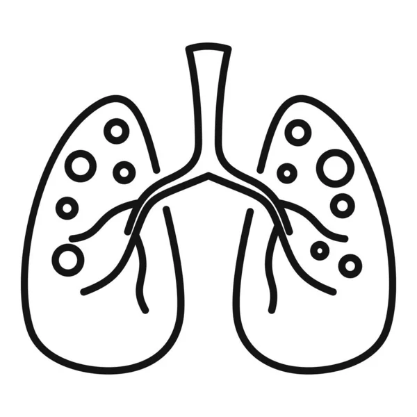 Pulmones icono de sarampión, estilo de contorno — Vector de stock