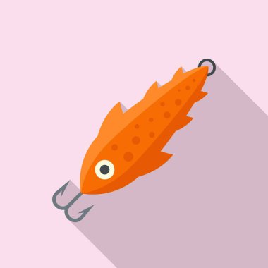 Fish bait diving icon, flat style clipart