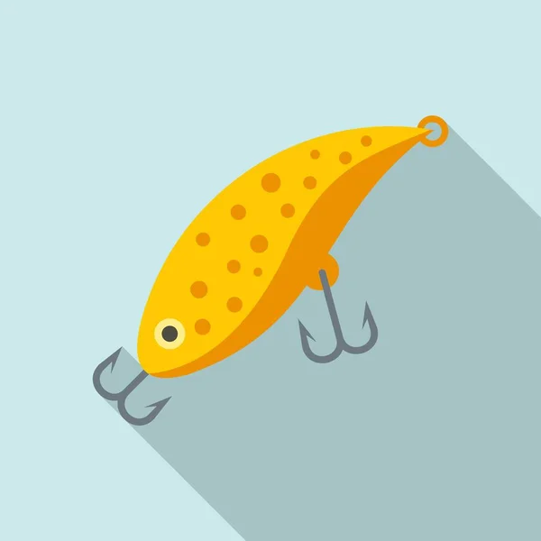 Appât poisson double crochet icône, style plat — Image vectorielle