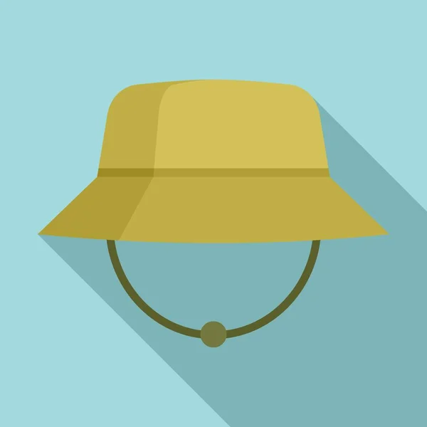 Chapeau d'été pêcheur icône, style plat — Image vectorielle