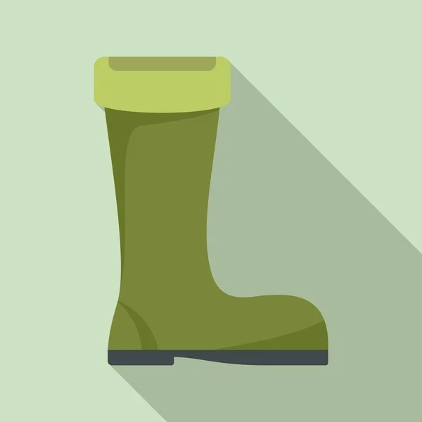 Fisherman green boot icon, flat style — Stock Vector