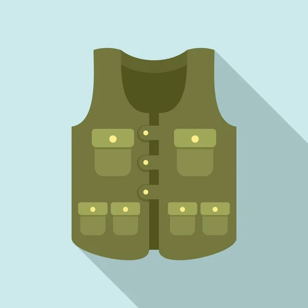 Hunter pocket vest icon, flat style — Stock Vector