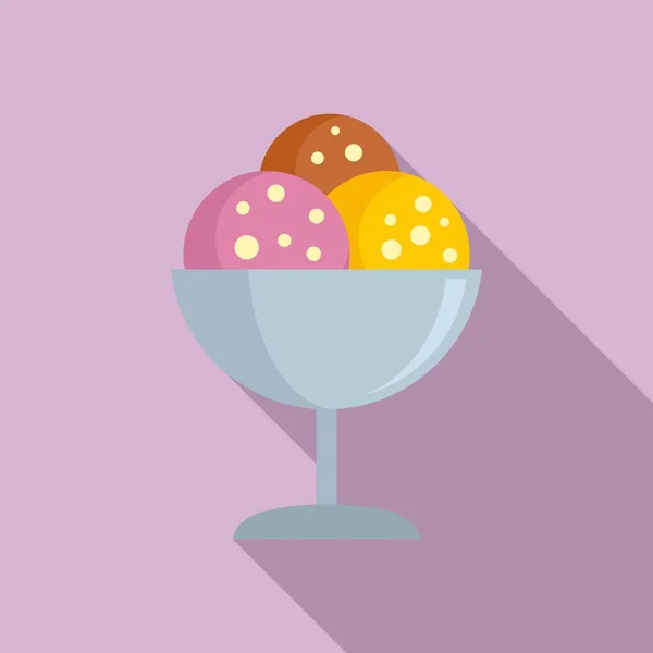 Room service ice cream balls icon, flat style — Stock Vector