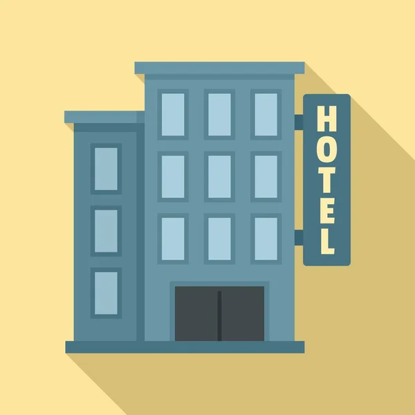Ikona budynku hotelu, płaski styl — Wektor stockowy