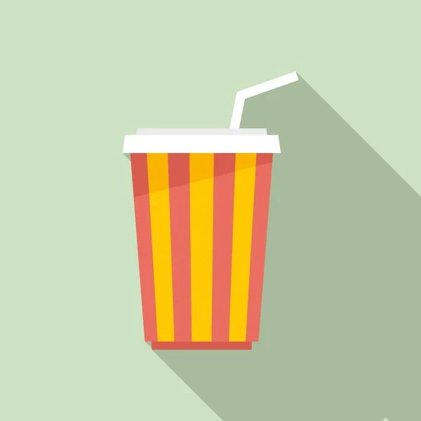 Ícone copo de bebida de refrigerante de cinema, estilo plano — Vetor de Stock