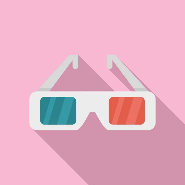 Cinema 3d glasses icon, flat style — Stock Vector