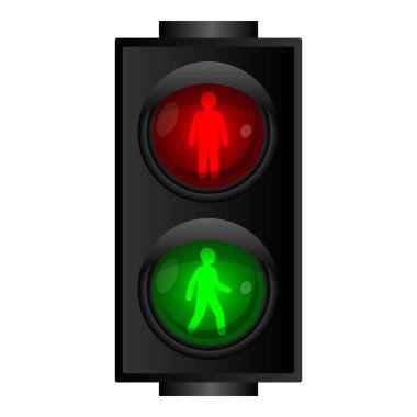 Pedestrian traffic lights icon, cartoon style clipart