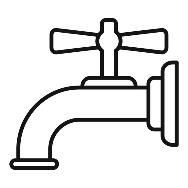 Значок водопроводной кран, стиль контура — стоковый вектор