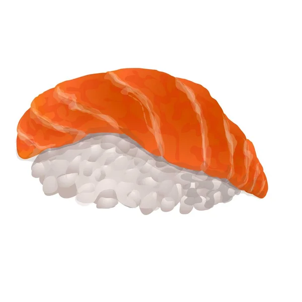 Piros hal sushi roll ikon, rajzfilm stílus — Stock Vector