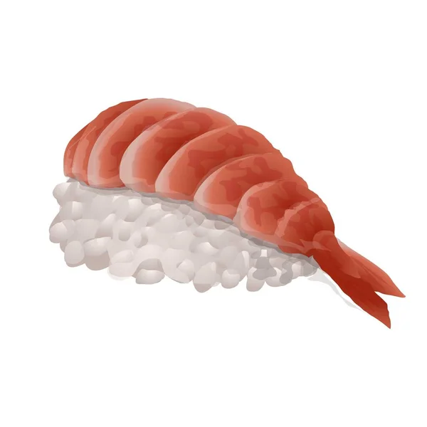 Ícone de rolo de sushi de camarão, estilo dos desenhos animados — Vetor de Stock