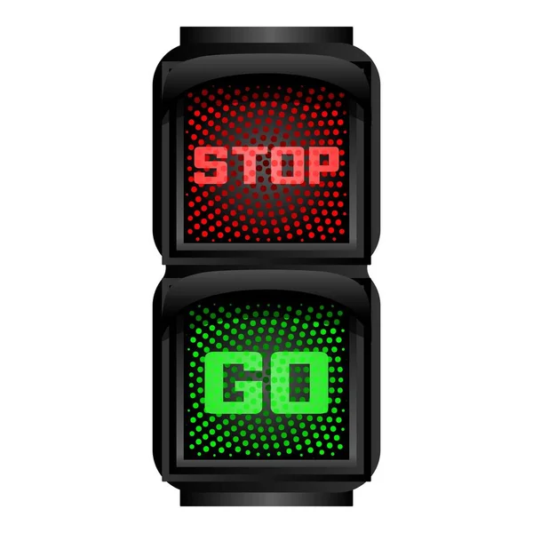 Stop go közlekedési lámpák ikon, rajzfilm stílus — Stock Vector