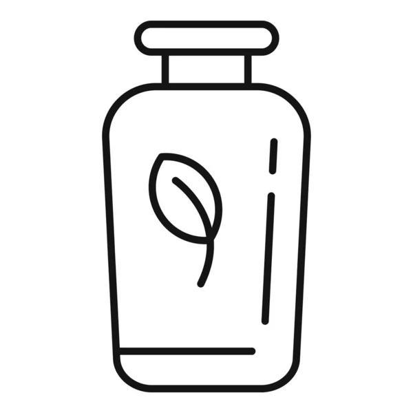 Herbal cream bottle icon, outline style — Stock Vector
