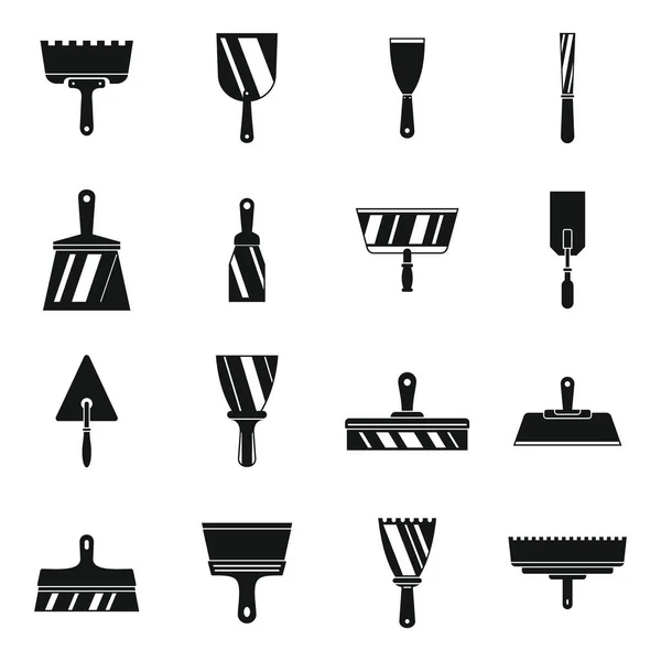 Putty Messer Werkzeug Icons Set, einfacher Stil — Stockvektor