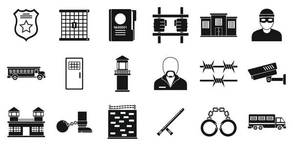 Prison arrest icons set, simple style — 스톡 벡터