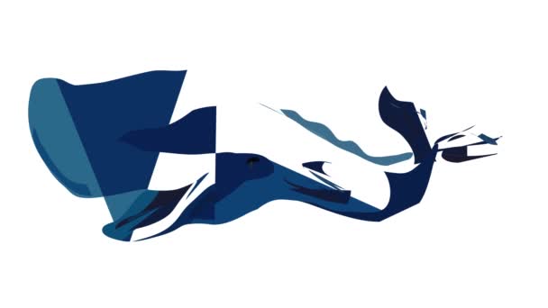 Animace ikon modré velryby — Stock video