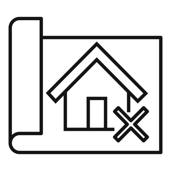 House demolition plan icon, outline style — Stock Vector