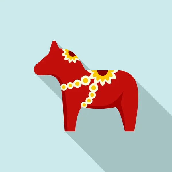 Icono de caballo rojo sueco, estilo plano — Vector de stock