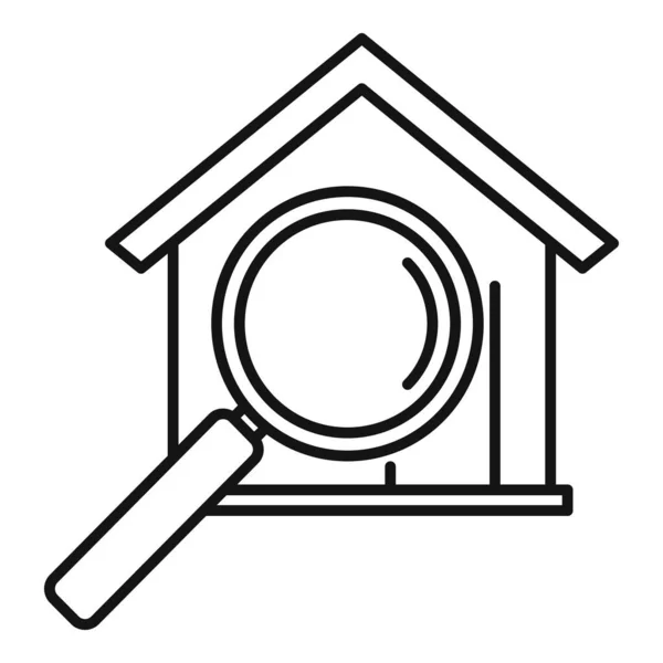 Realtor search house icoon, overzicht stijl — Stockvector