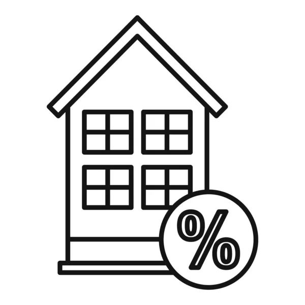 Immobilier pourcentage maison acheter icône, style contour — Image vectorielle