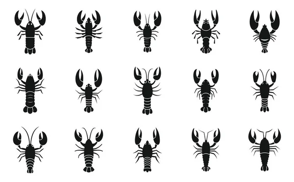 Ikon lobster ditata, gaya sederhana - Stok Vektor