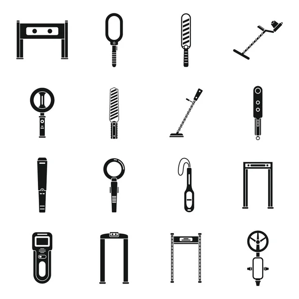 Conjunto de iconos de acceso de detector de metales, estilo simple — Vector de stock