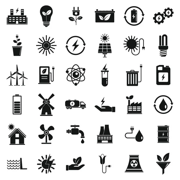 Conjunto de iconos de energía limpia, estilo simple — Vector de stock