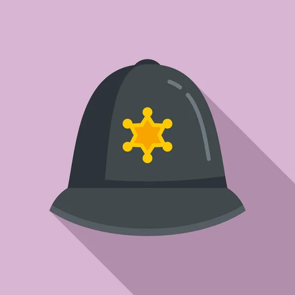 Icono de casco de policía, estilo plano — Vector de stock