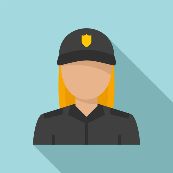 Blondine politieman icoon, flat style — Stockvector