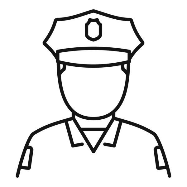 Icono de policía afroamericano, estilo de esquema — Vector de stock
