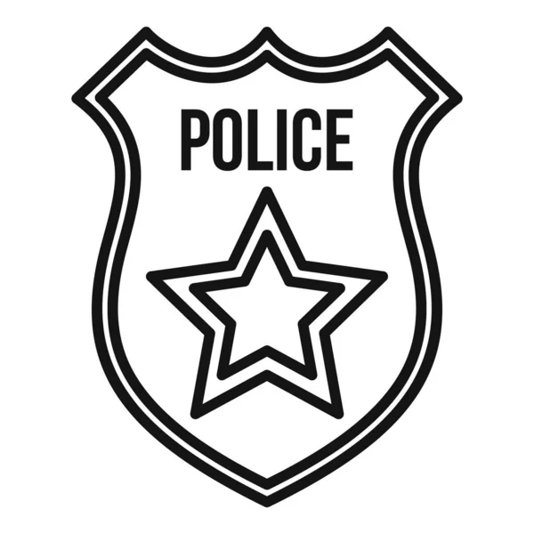 Police gold shield icon, outline style — Stock Vector