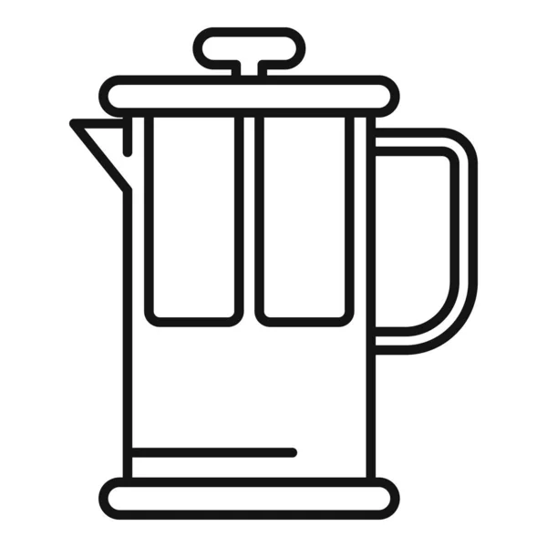 Kaffeepresse-Ikone, Umriss-Stil — Stockvektor