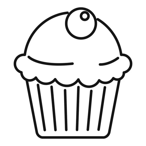 Cupcake au café icône, style contour — Image vectorielle
