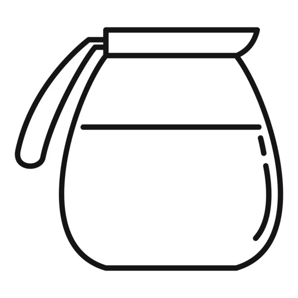Glazen hete koffiepot pictogram, omtrek stijl — Stockvector