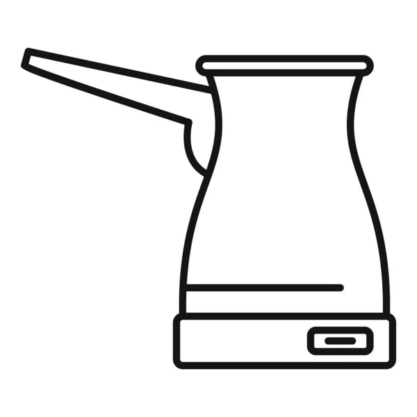 Metalen koffiepot icoon, outline stijl — Stockvector