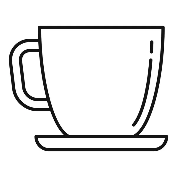 办公室咖啡杯图标,轮廓风格 — 图库矢量图片