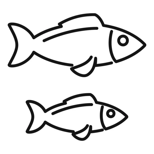 Ícone de fábrica de fazenda de peixe, estilo esboço — Vetor de Stock