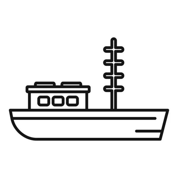 Icono del barco de pesca, estilo de esquema — Vector de stock