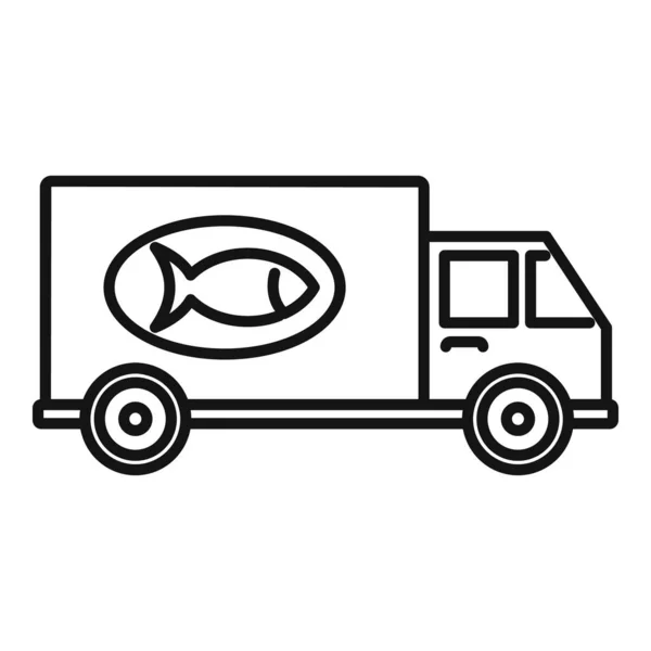 Fish farm delivery icon, outline style — Stock Vector