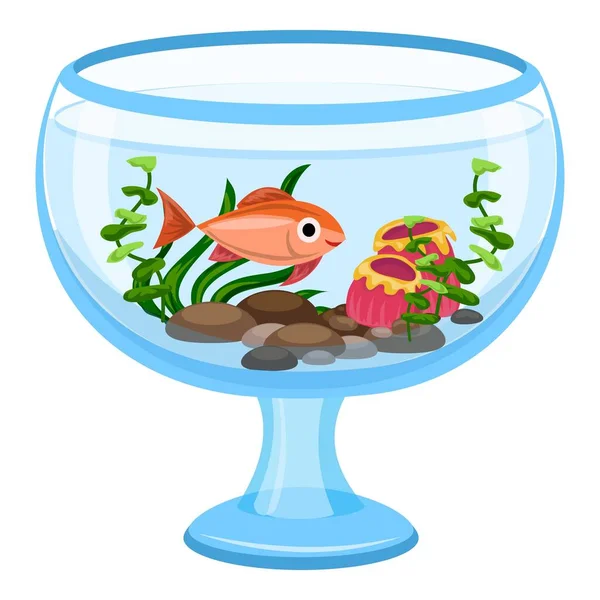 Aquarium glass transparent icon, cartoon style — Stock Vector