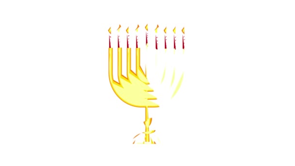 Żydowska animacja menorah ikona — Wideo stockowe