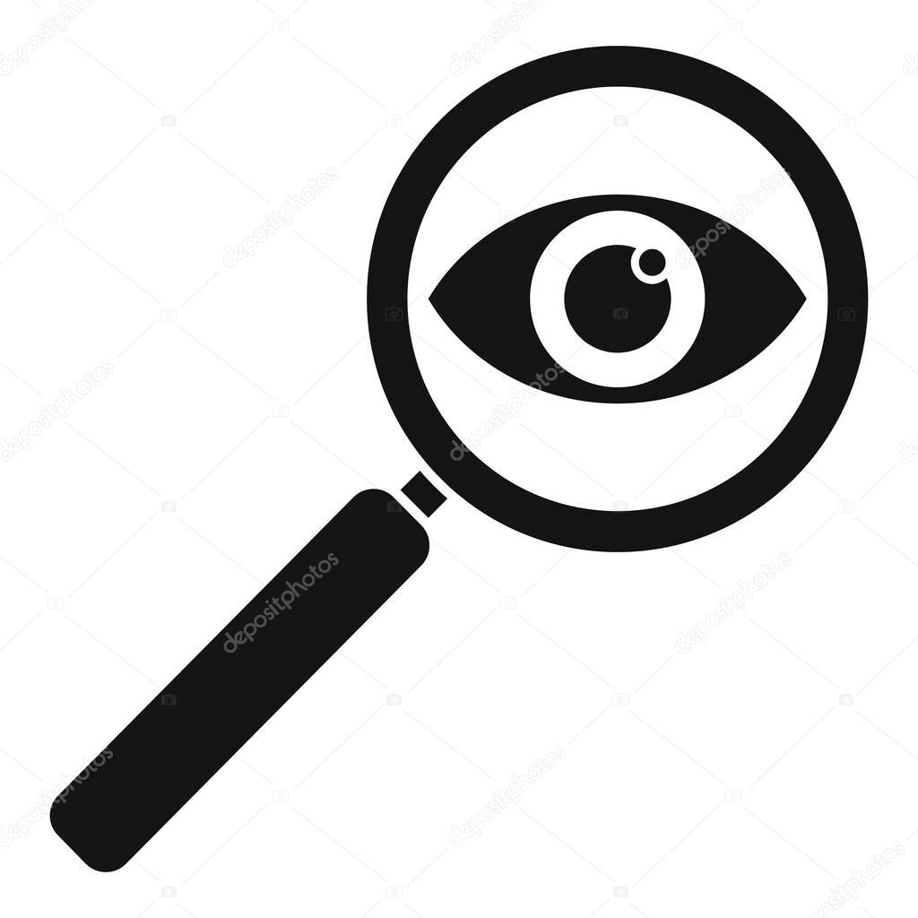 Investigator magnifier icon, simple style